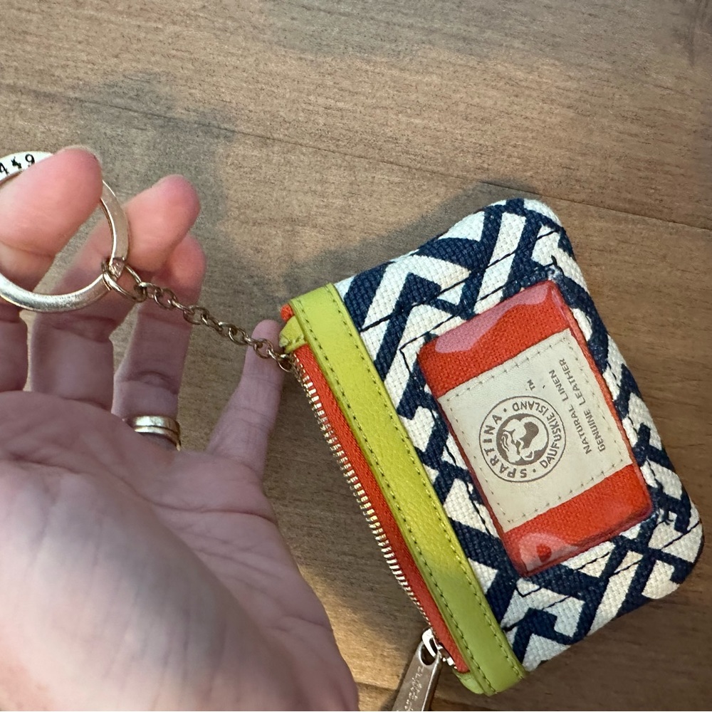 Spartina 449 Linen & Leather Coin Purse / Card Wallet - Picture 3 of 4